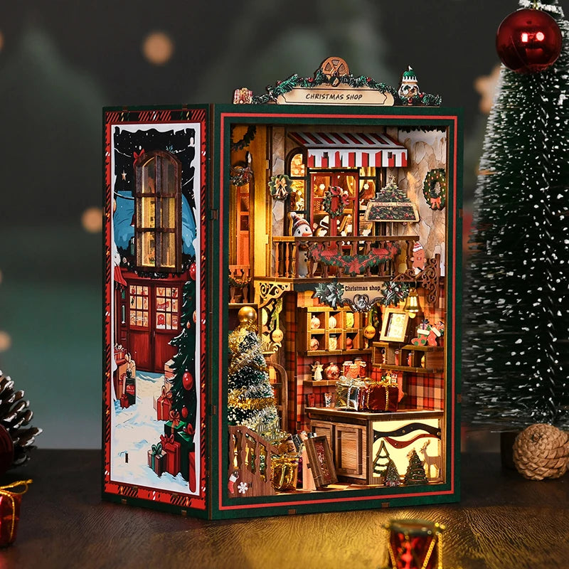 Santas Christmas Shop Music Box Book Nook Kit | Collector's Edition