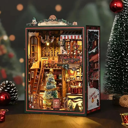 Santas Christmas Shop Music Box Book Nook Kit | Collector's Edition