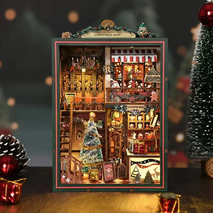 Santas Christmas Shop Music Box Book Nook Kit | Collector's Edition